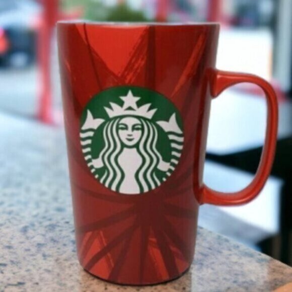Starbucks Red Tall Coffee Tea Mug 16 Ounce 2014 - Picture 2 of 9